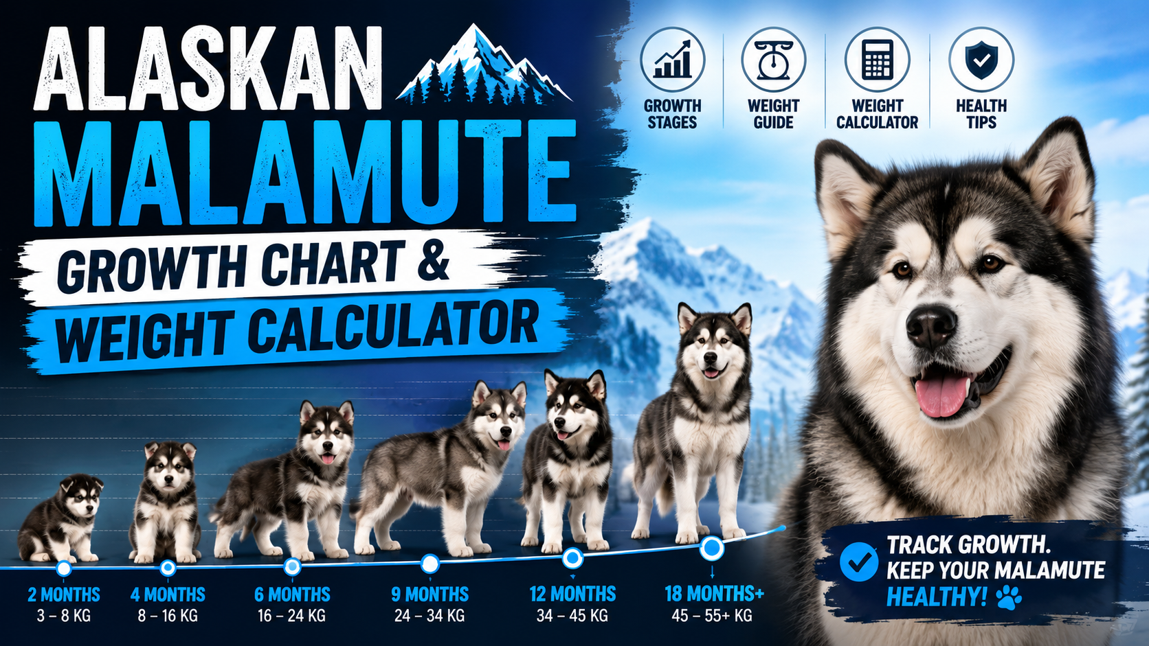Alaskan Malamute Growth Chart & Weight Calculator
