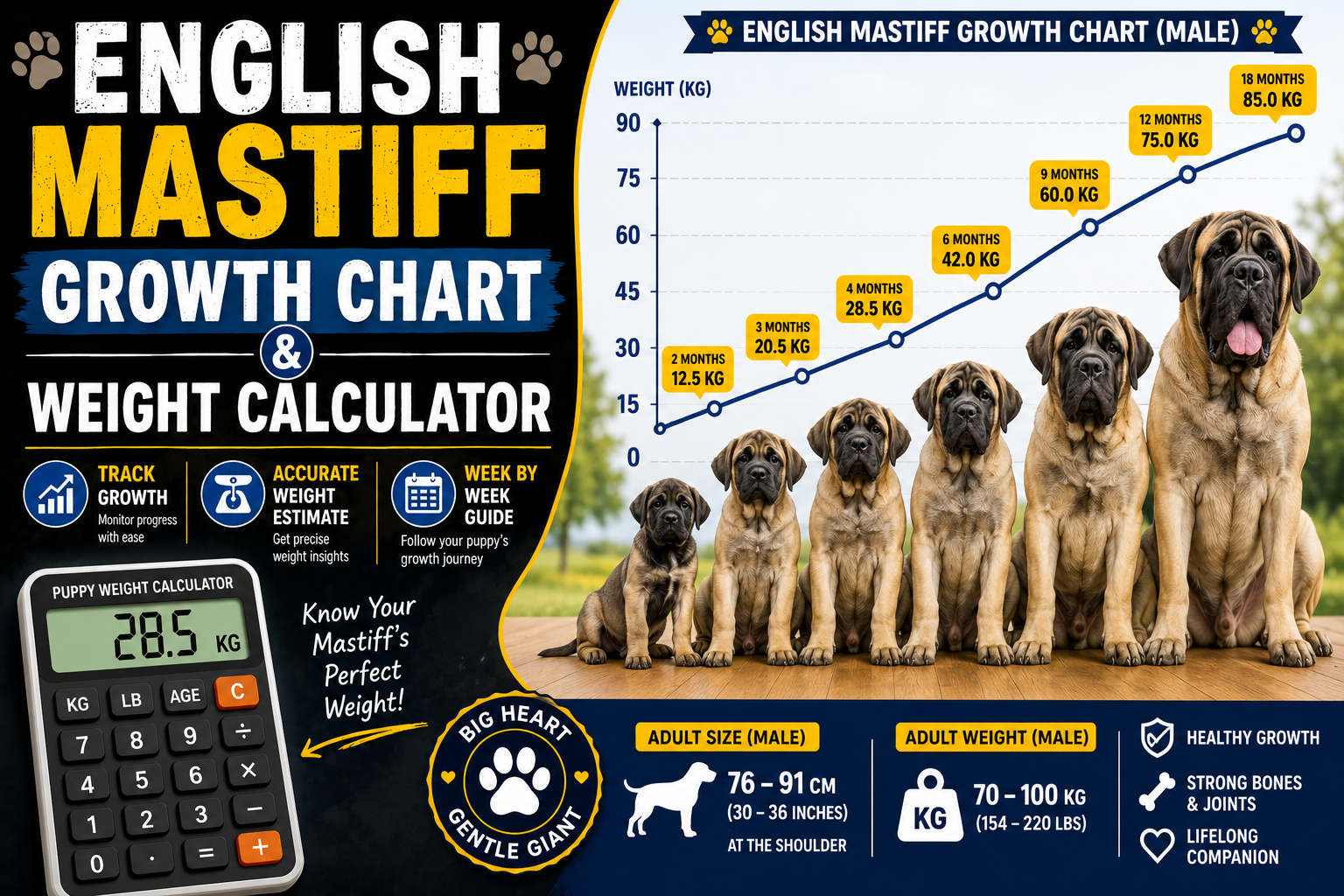 English Mastiff Growth Chart & Weight Calculator