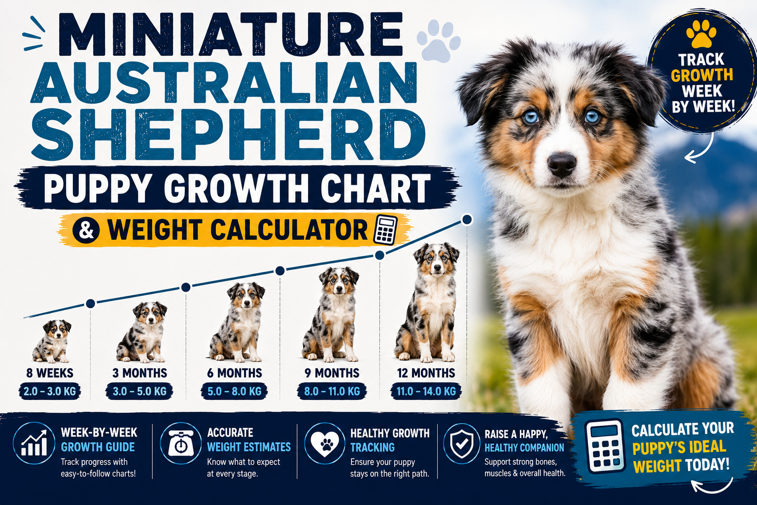 Miniature Australian Shepherd Puppy Growth Chart & Weight Calculator