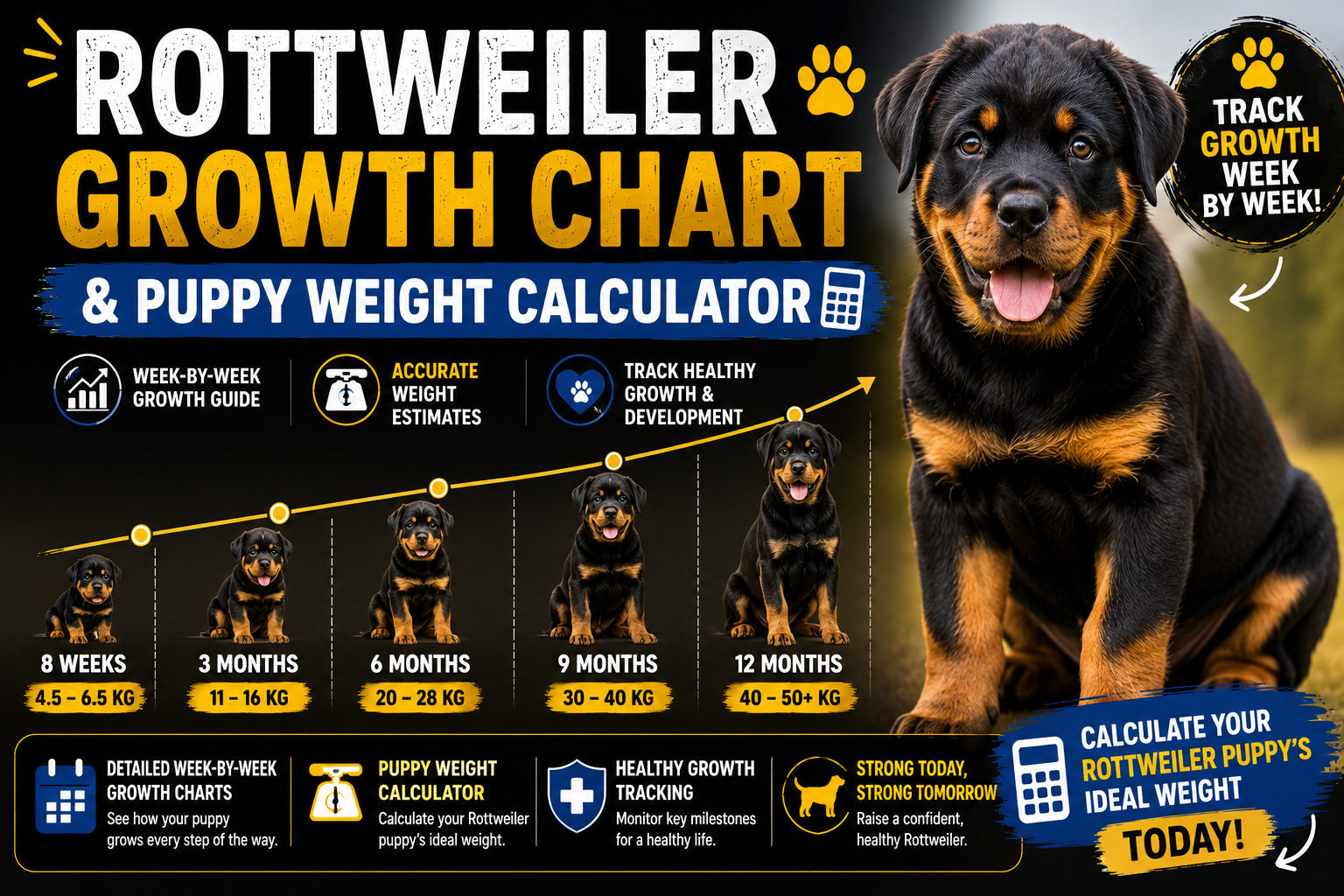 Rottweiler Growth Chart & Puppy Weight Calculator