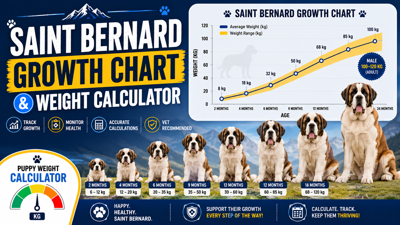 Saint Bernard Growth Chart & Weight Calculator