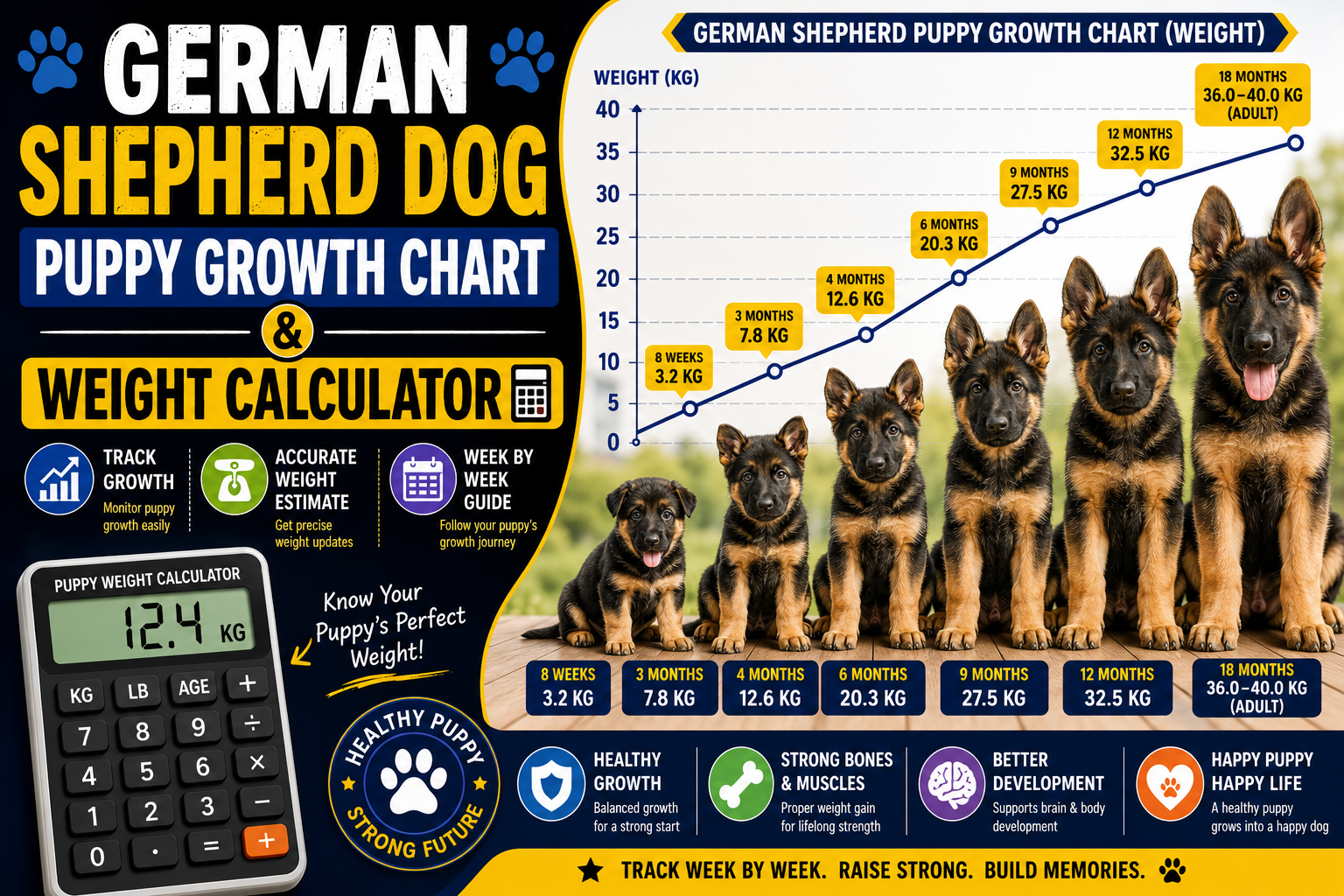 German Shepherd Dog Puppy Growth Chart & Weight Calculator