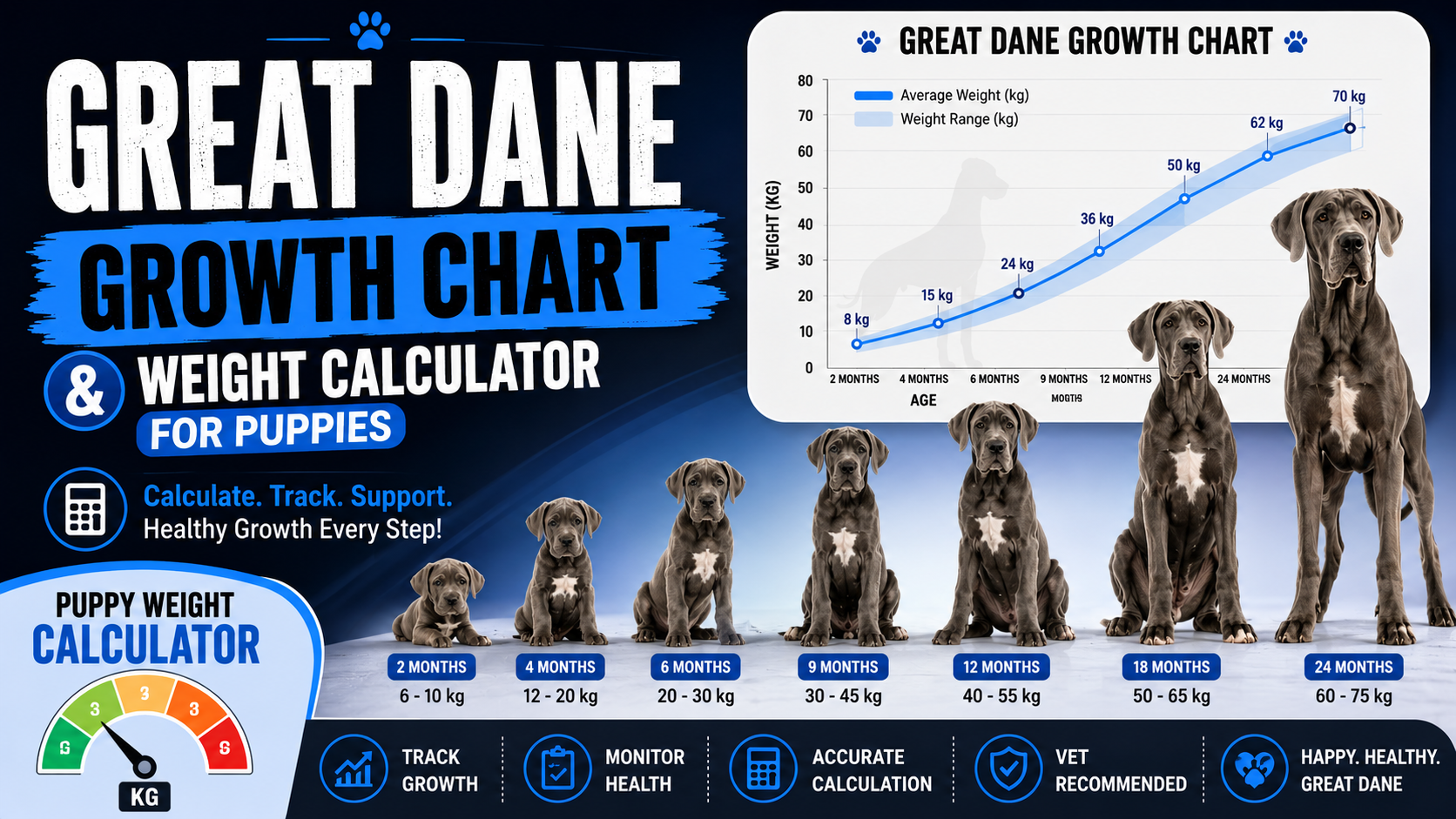 Great Dane Growth Chart And Weight Calculator For Puppies