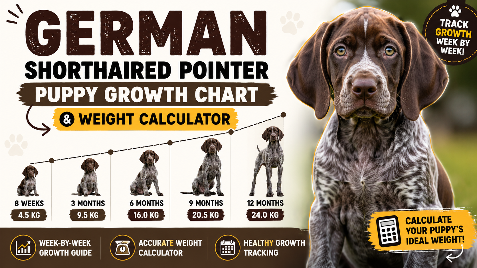 German Shorthaired Pointer Puppy Growth Chart & Weight Calculator