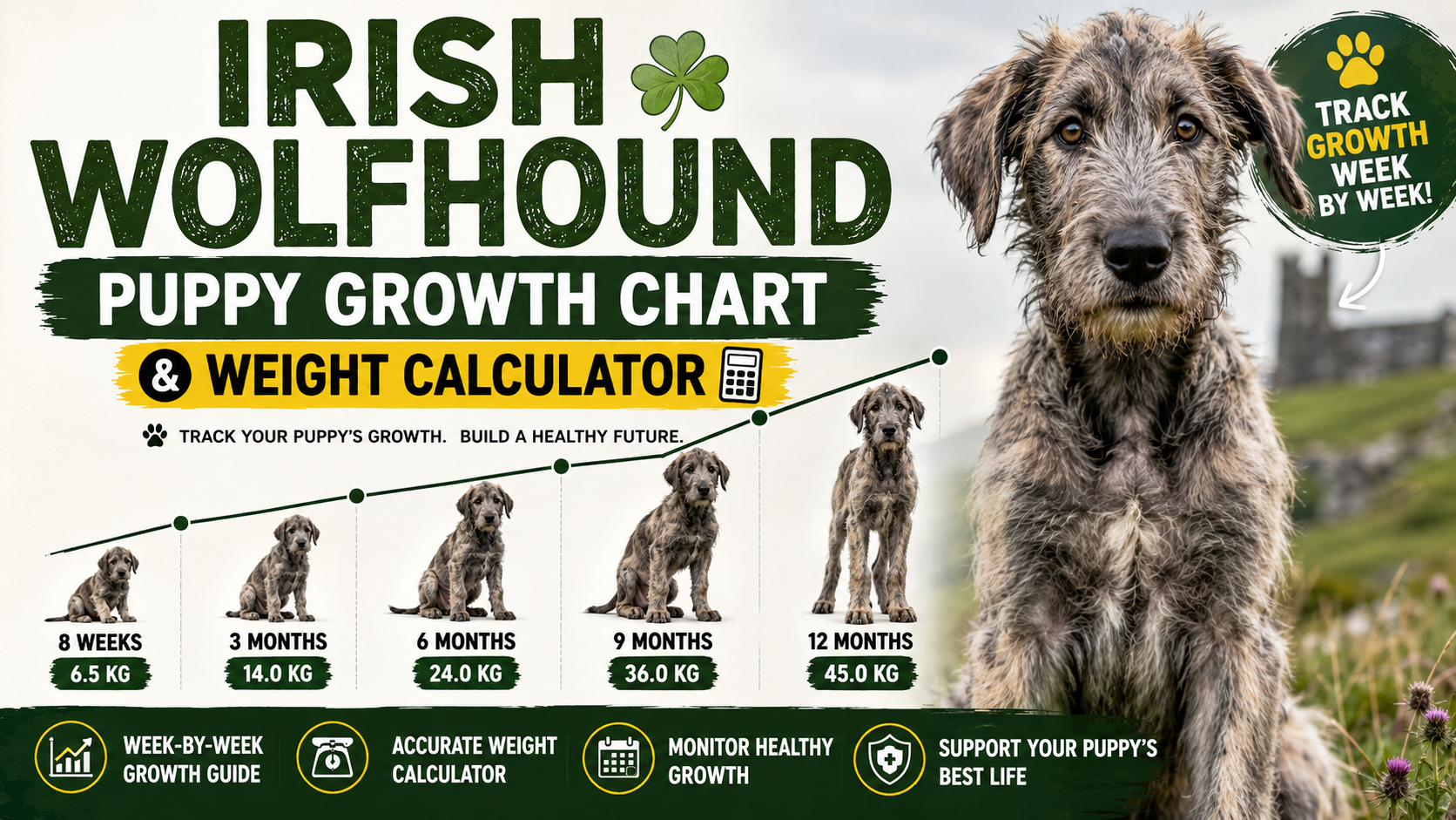 Irish Wolfhound Puppy Growth Chart & Weight Calculator
