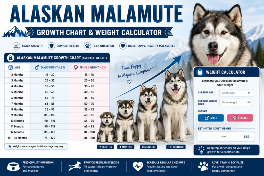 Alaskan Malamute Growth Chart And Weight Calculator