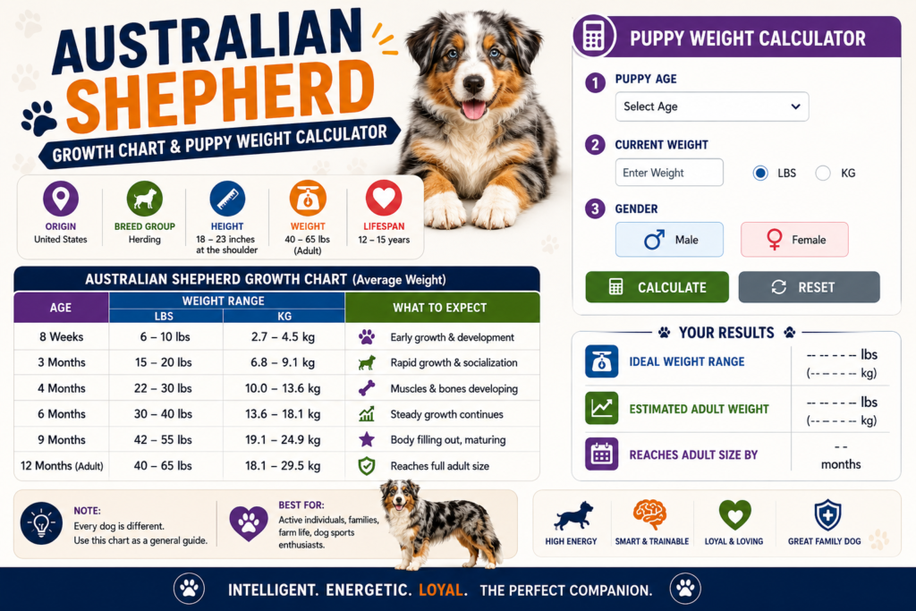 Australian Shepherd Growth Chart & Puppy Weight Calculator