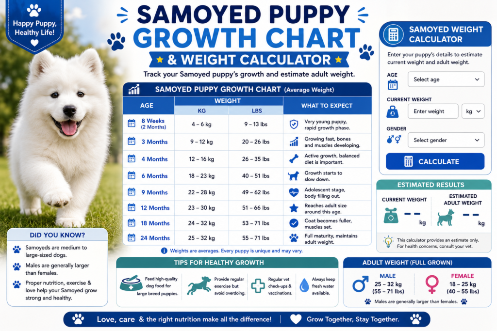 Samoyed Puppy Growth Chart & Weight Calculator
