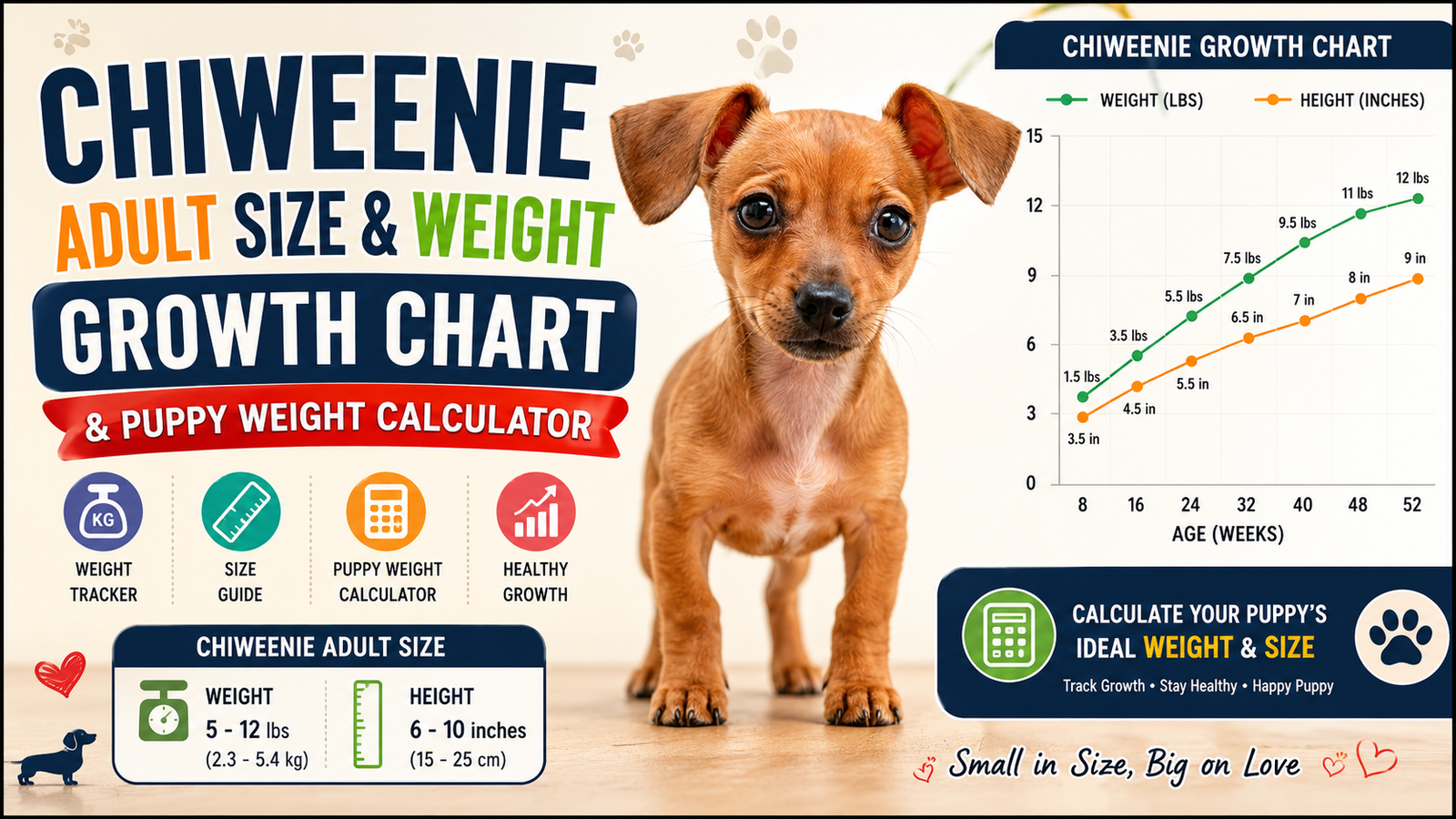 Chiweenie Adult Size & Weight Growth Chart & Puppy Weight Calculator